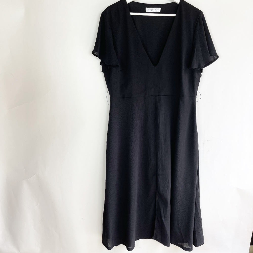 ATMOS & HERE Dress Black Size Large Flare Side zip